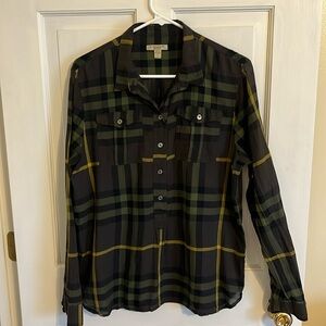 BURBERRY Pull Over Shirt olive green Sz XL